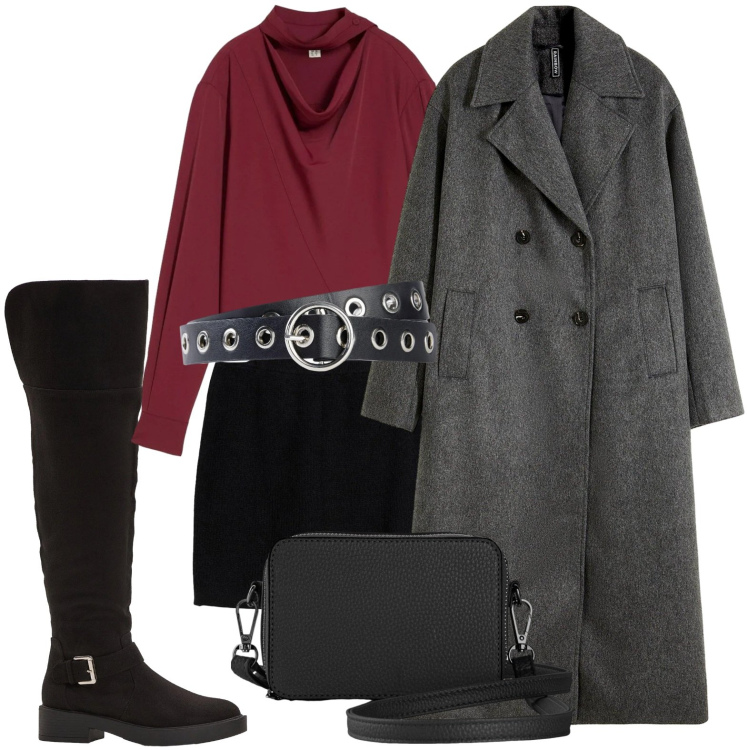 Outfit donna - bonprix - PARTY - BLACK ROMANCE. Stile Romantica per Serata fuori. Abbinamento con bluse, minigonne, cinture, borse a tracolla, stivali sopra il ginocchio, cappotti.