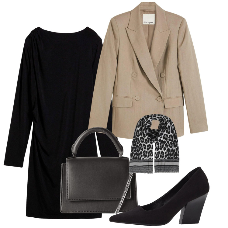 Outfit donna - Doppio petto. Stile Bon Ton per Tutti i giorni. Abbinamento con vestiti, décolleté, blazer, foulard, borse a tracolla.