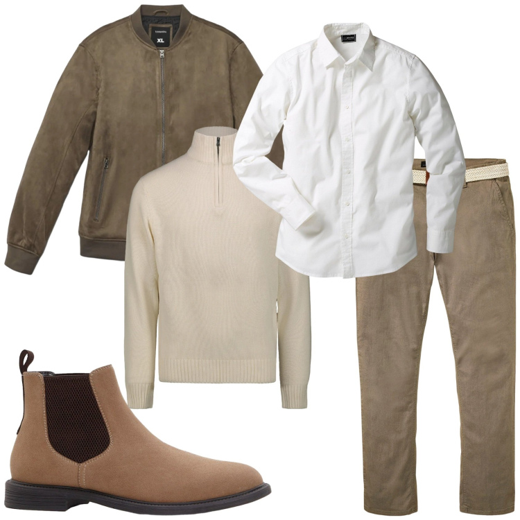 Outfit uomo - Gusto per la giornata. Stile Trendy per Tutti i giorni. Abbinamento con camicie, pantaloni chino, stivali e stivaletti, giacche, maglieria.