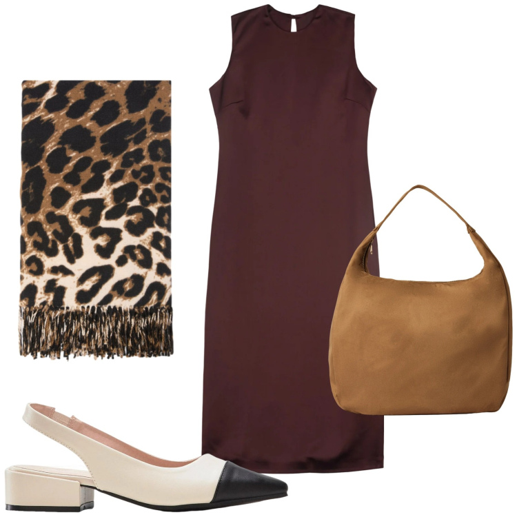 Outfit donna - Animalier. Stile Vintage retrò per Ufficio. Abbinamento con décolleté, borse a mano, vestiti midi/longuette, sciarpe.