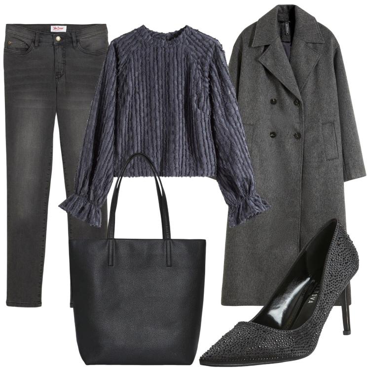 Outfit donna - Total look #2297000. Stile Bon Ton per Ufficio. Abbinamento con bluse, jeans slim fit, cappotti, décolleté, borse tote.