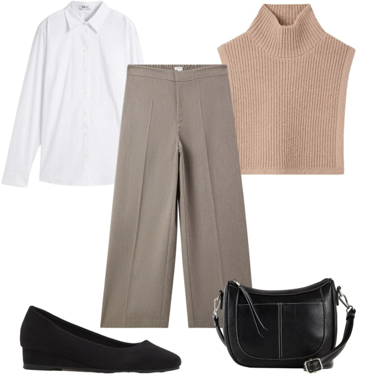 Outfit donna - Total look #2297023. Stile Mannish per Tutti i giorni. Abbinamento con camicie, décolleté, borse a tracolla, cappotti, pantaloni.