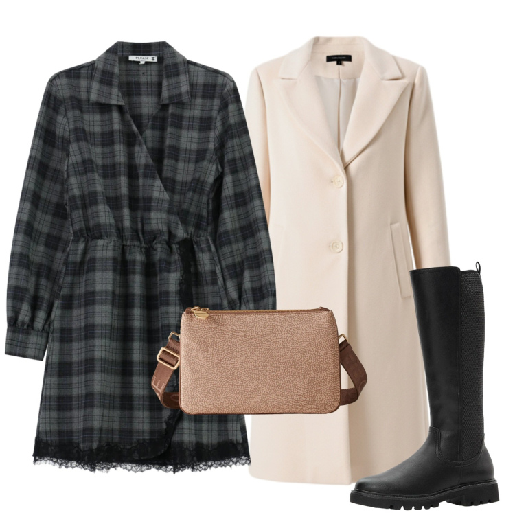 Outfit donna - Novembre. Stile Bon Ton per Tutti i giorni. Abbinamento con stivali, vestiti corti, cappotti, borse a tracolla.