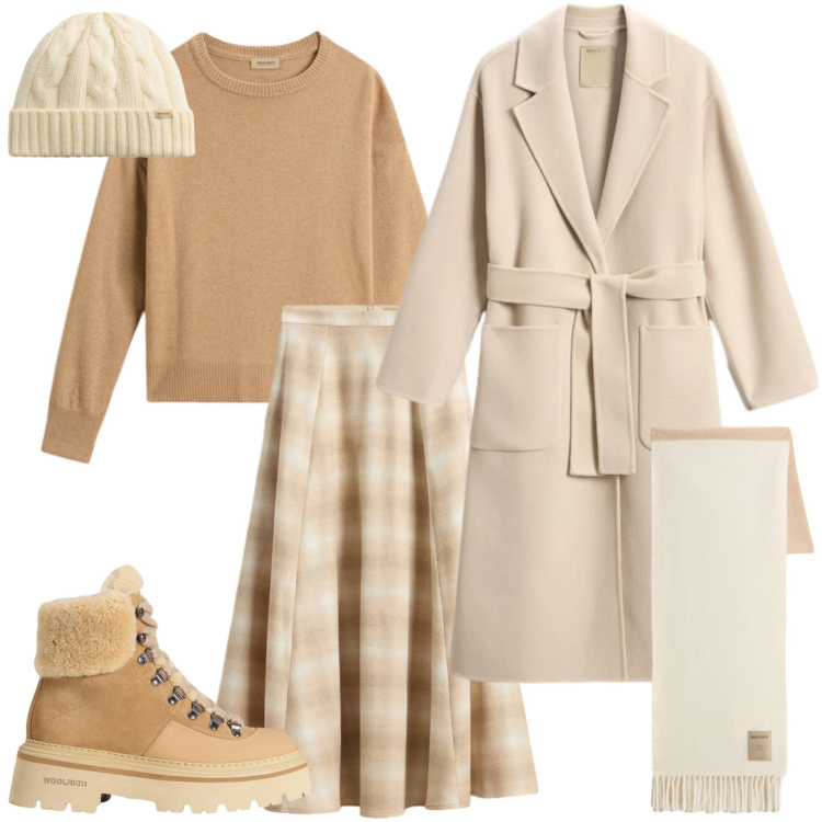 Outfit donna - Holiday Heritage. Stile Casual chic per Tutti i giorni. Abbinamento con cappotti, sciarpe, maglieria, berretti, gonne lunghe, stivaletti.