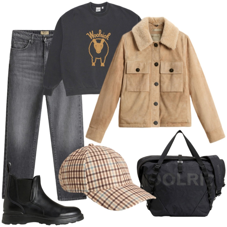 Outfit donna - Weekend tra i boschi. Stile Casual per Tutti i giorni. Abbinamento con stivaletti, jeans, cappelli, piumini, felpe, borse sportive.