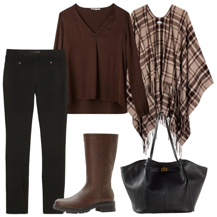 Outfit donna - Total look #2297132. Stile Casual per Tutti i giorni. Abbinamento con pantaloni, shopping bag, stivali, cappotti, bluse.