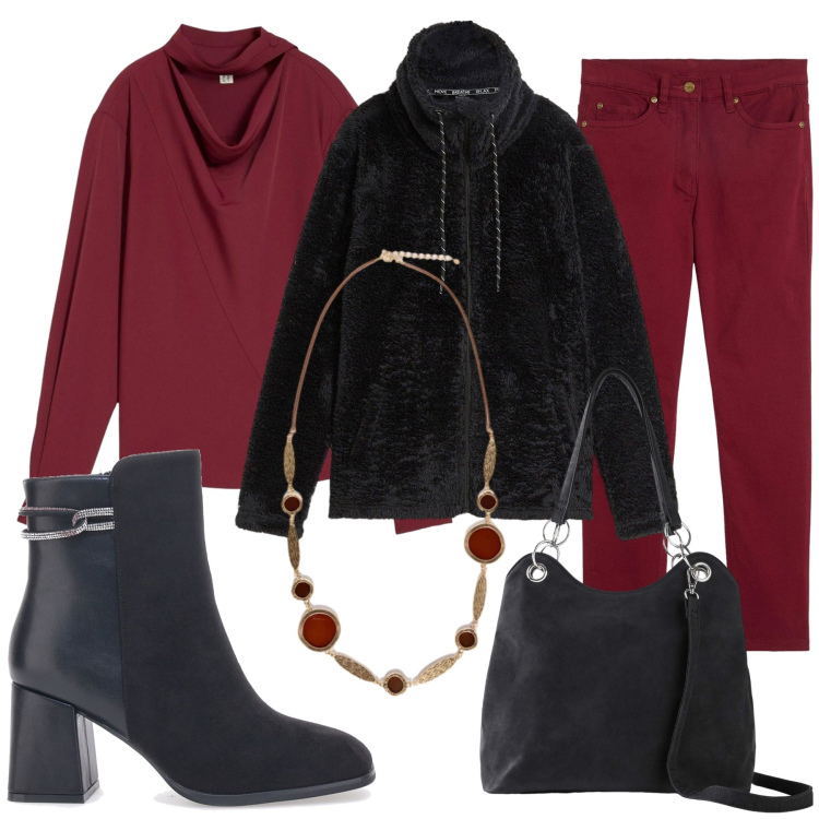 Outfit donna - Total look #2297436. Stile Casual chic per Serata fuori. Abbinamento con blazer, bluse, pantaloni, borse a mano, stivaletti, collane.