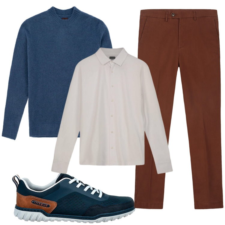 Outfit uomo - Total look #2297437. Stile Casual per Tutti i giorni. Abbinamento con scarpe stringate, polo, pantaloni chino, maglieria.