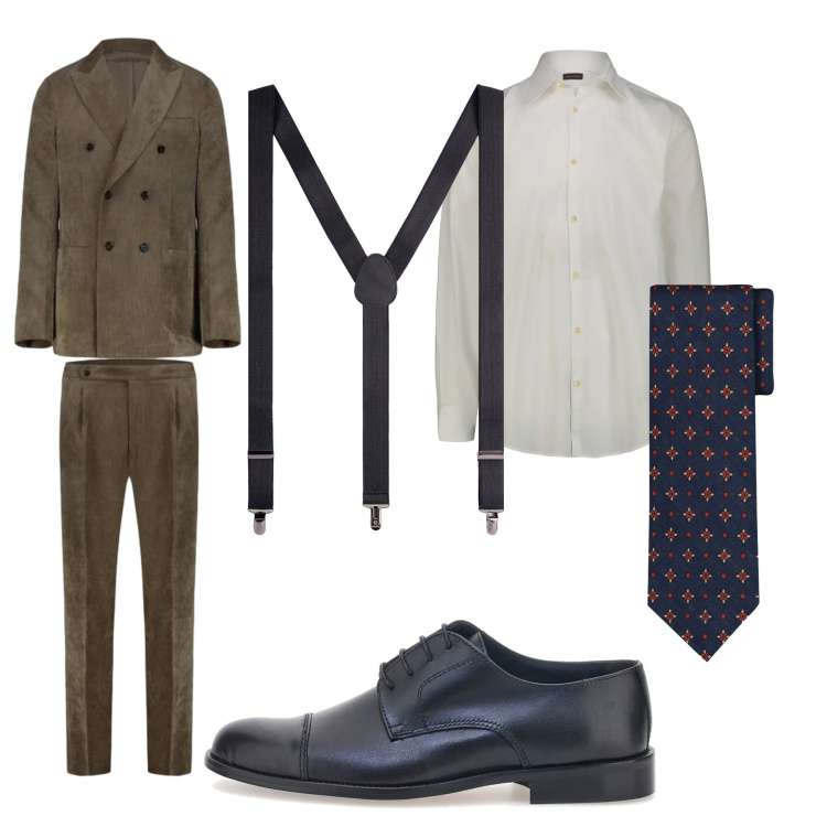 Outfit uomo - Total look #2297441. Stile Business/Elegante per Cerimonia. Abbinamento con abiti, scarpe stringate, bretelle, cravatte, camicie.