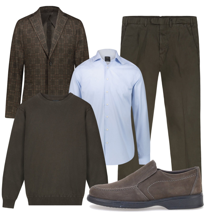 Outfit uomo - Total look #2297444. Stile Business/Elegante per Ufficio. Abbinamento con camicie, giacche, pantaloni, maglieria, scarpe stringate.
