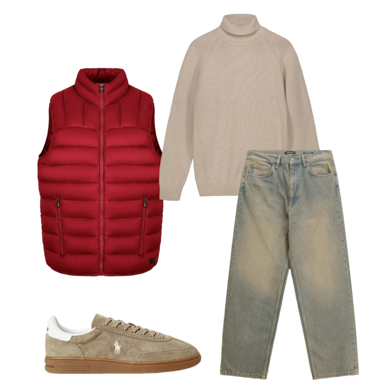 Outfit uomo - Total look #2297518. Stile Casual per Tutti i giorni. Abbinamento con jeans, sneakers, gilet, pullovers.