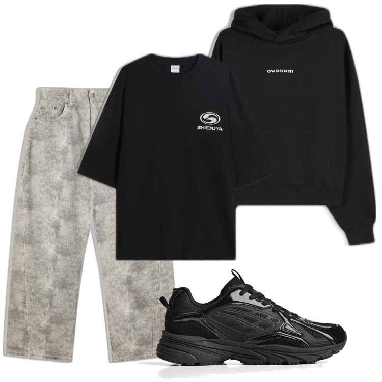 Outfit hombre - Casual look. Estilo Casual para Todos los días. Combinación con sneakers, camiseta, pantalones, sudaderas con capucha.