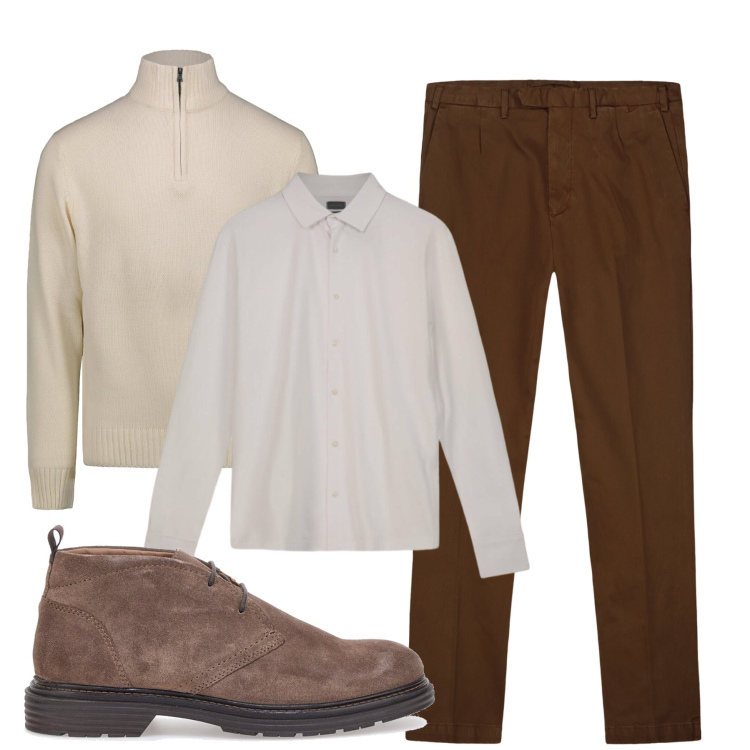 Outfit uomo - Total look #2297551. Stile Casual per Ufficio. Abbinamento con maglieria, scarpe stringate, polo, pantaloni.