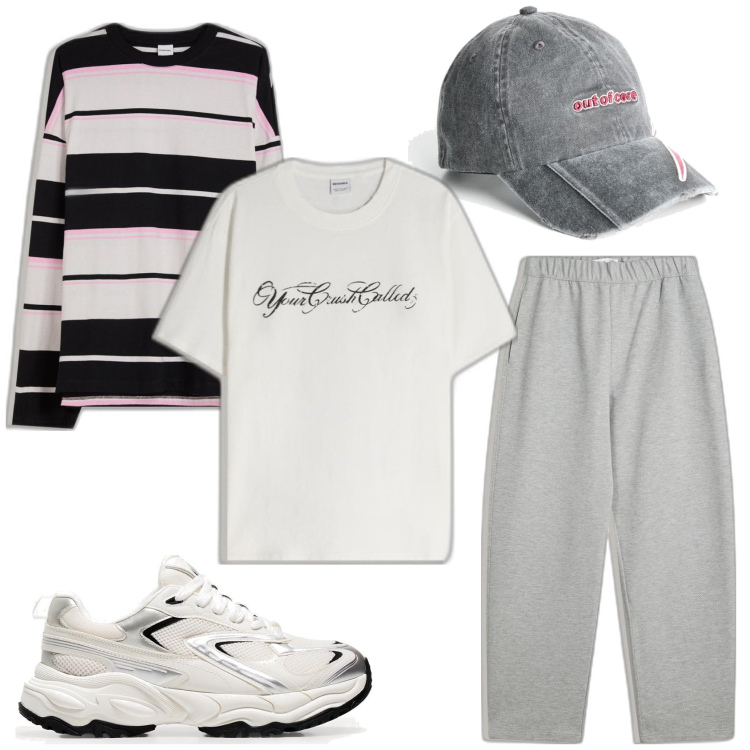 Outfit hombre - Casual look. Estilo Casual para Todos los días. Combinación con pantalones, sneakers, camiseta, sombreros, camiseta.
