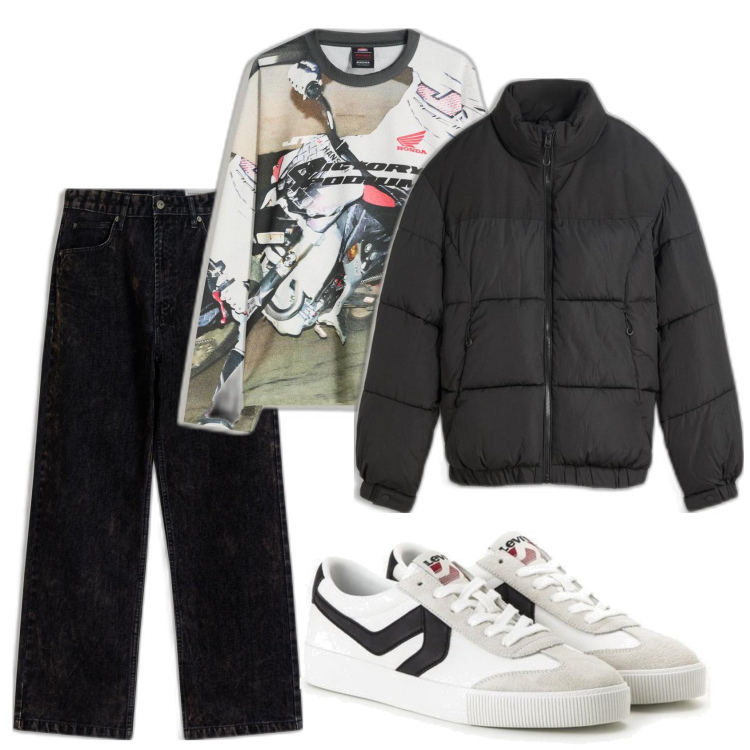 Outfit hombre - Urban look. Estilo Urban para Todos los días. Combinación con camiseta, sneakers, vaqueros, chaquetas.