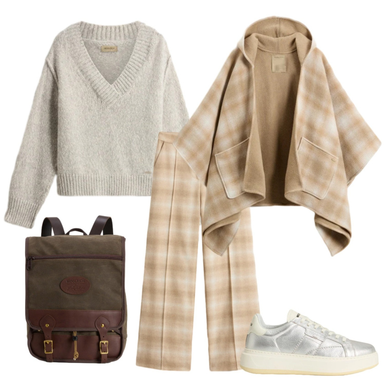 Outfit donna - Total look #2297628. Stile Minimal per Tutti i giorni. Abbinamento con pantaloni, zaini, maglieria, sneakers, cappe.