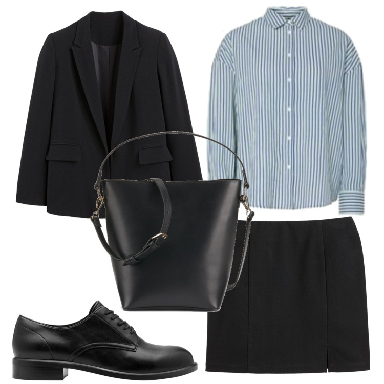 Outfit mujer - Bon ton look. Estilo Bon Ton para Oficina. Combinación con minifaldas, blusas, blazers, zapatos con cordones, bolsos saco.