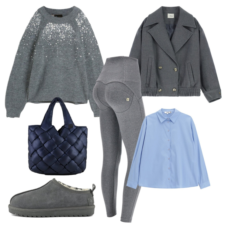 Outfit donna - Maglione con applicazioni!. Stile Casual per Tutti i giorni. Abbinamento con maglieria, camicie, cappotti, pantaloni skinny, borse tote, sabot.