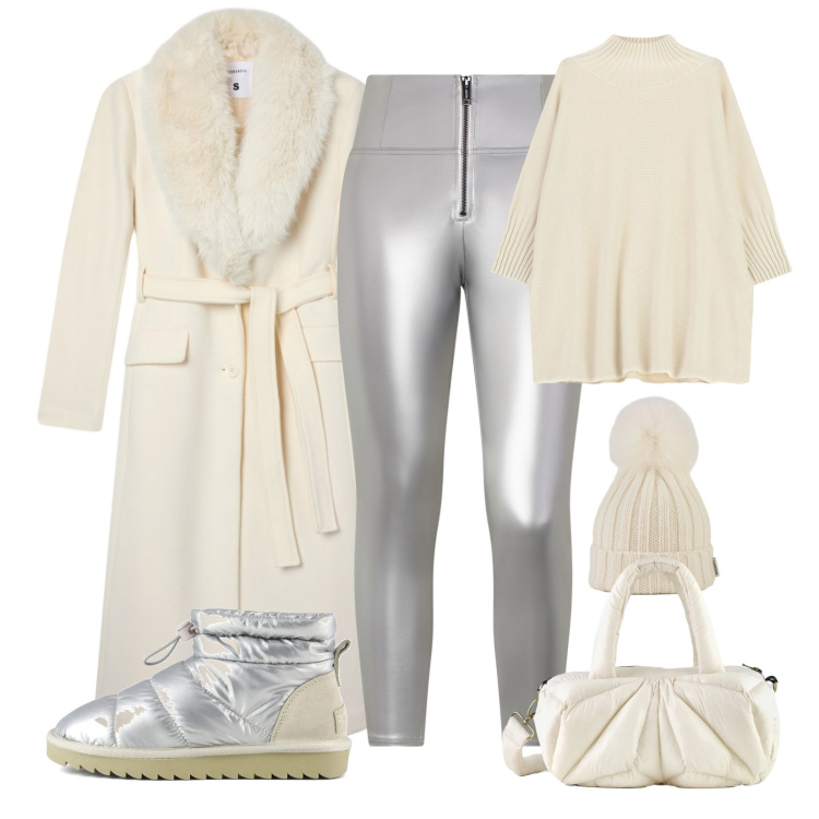 Outfit donna - Vigilia di Natale in montagna!. Stile Sporty chic per Tutti i giorni. Abbinamento con cappotti, maglieria, pantaloni skinny, berretti, borse a mano, stivali.