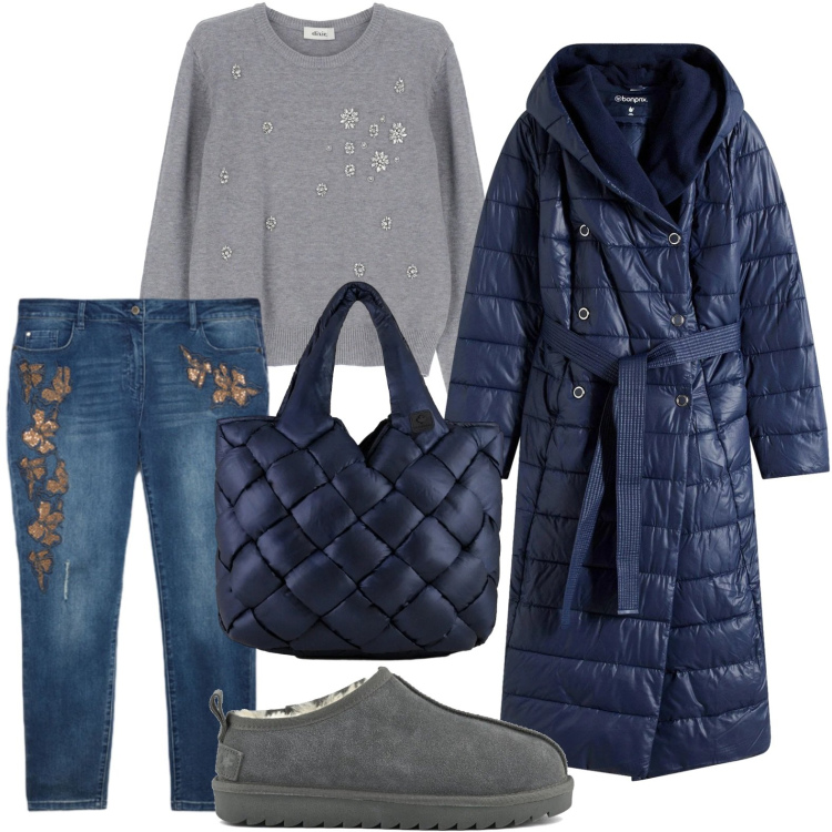 Outfit donna - Urban bag intrecciata. Stile Urban per Tutti i giorni. Abbinamento con piumini, maglieria, borse tote, sabot, jeans skinny.