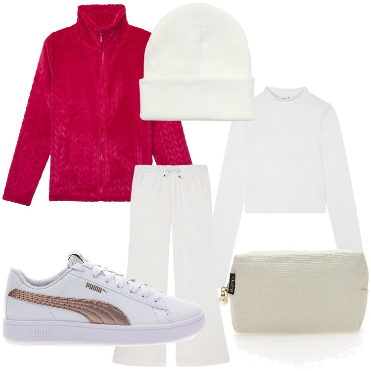 Outfit donna - Ai mercatini. Stile Casual per Tutti i giorni. Abbinamento con pantaloni, felpe, berretti, t-shirt, sneakers, valigie.