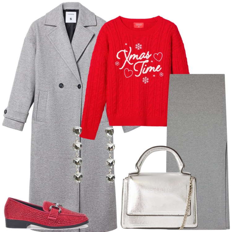 Outfit donna - Total look #2297926. Stile Casual chic per Serata fuori. Abbinamento con cappotti, gonne lunghe, maglieria, orecchini, borse a tracolla, mocassini.