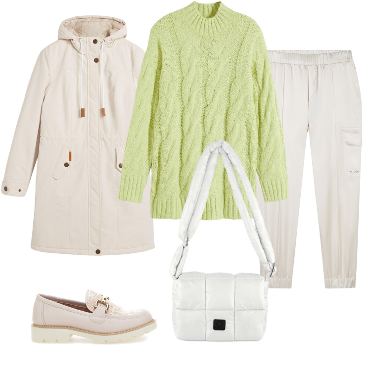 Outfit donna - Total look #2297981. Stile Casual per Tutti i giorni. Abbinamento con maglieria, blazer, pantaloni cargo, borse a spalla, mocassini.