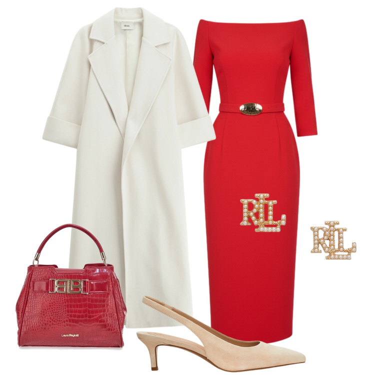 Outfit donna - Le sere in festa. Stile Chic per Serata fuori. Abbinamento con vestiti midi/longuette, cappotti, orecchini, décolleté, borse a mano.