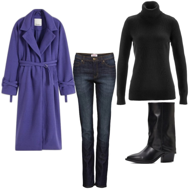 Outfit femme - Violet ouvert. Style Tendance pour Tous les jours. Assortir avec manteaux, jeans mom, pulls, bottes.