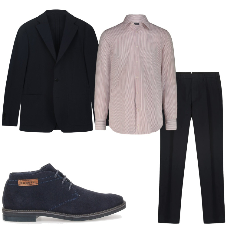 Outfit uomo - La cena da te. Stile Trendy per Serata speciale. Abbinamento con giacche, scarpe stringate, pantaloni, camicie.