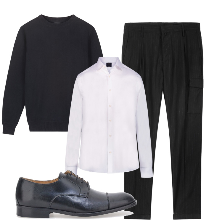 Outfit uomo - Total look #2298077. Stile Business/Elegante per Serata speciale. Abbinamento con pantaloni cargo, camicie, scarpe stringate, maglieria.