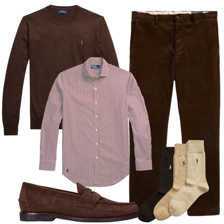 Outfit uomo - Total look #2298090. Stile Business/Elegante per Tutti i giorni. Abbinamento con scarpe stringate, calzini, maglieria, pantaloni, camicie.