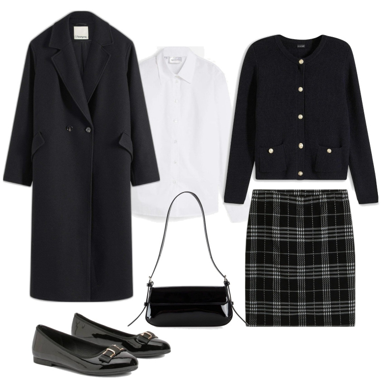 Outfit femme - Jupe a carreaux. Style Bon Ton pour Tous les jours. Assortir avec pulls, jupes, manteaux, sacs à main, chemisiers, ballerines.