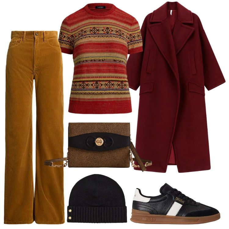 Outfit donna - Total look #2298139. Stile Vintage retrò per Tutti i giorni. Abbinamento con cappotti, borse a tracolla, sneakers, pantaloni, berretti, maglieria.