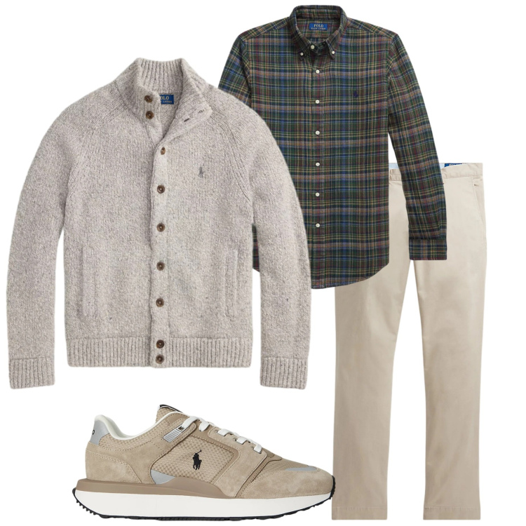 Outfit uomo - Maglione delle feste. Stile Casual per Tutti i giorni. Abbinamento con pantaloni, sneakers, cardigans, camicie.