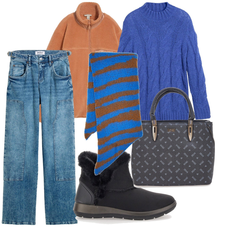 Outfit donna - Soffice. Stile Casual chic per Tutti i giorni. Abbinamento con blazer, maglieria, jeans, stivaletti, borse a mano, sciarpe.