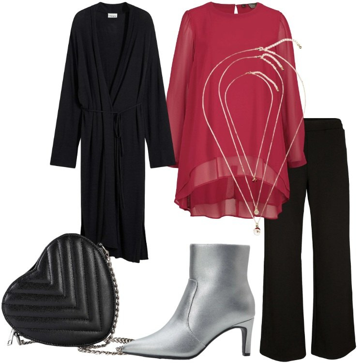 Outfit donna - bonprix - PARTY - BLACK ROMANCE. Stile Chic per Serata fuori. Abbinamento con tuniche, pantaloni a palazzo, stivaletti, cappotti, collane, borse a tracolla.
