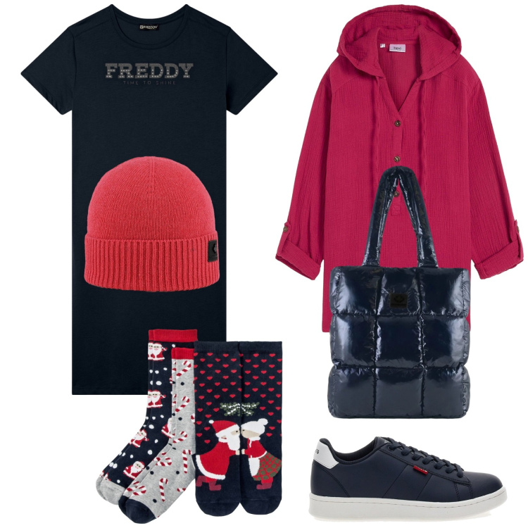 Outfit donna - My style for you. Stile Trendy per Tutti i giorni. Abbinamento con bluse, calzini, vestiti, shopping bag, berretti, sneakers.