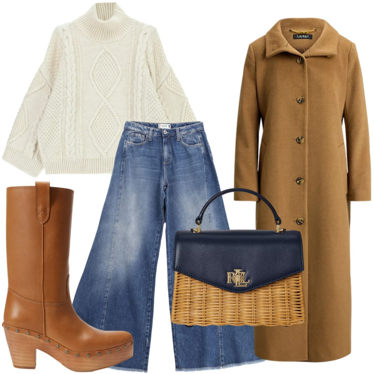 Outfit donna - Stile cowgirl. Stile Casual per Tutti i giorni. Abbinamento con jeans a zampa, maglieria, cappotti, stivali, borse a mano.