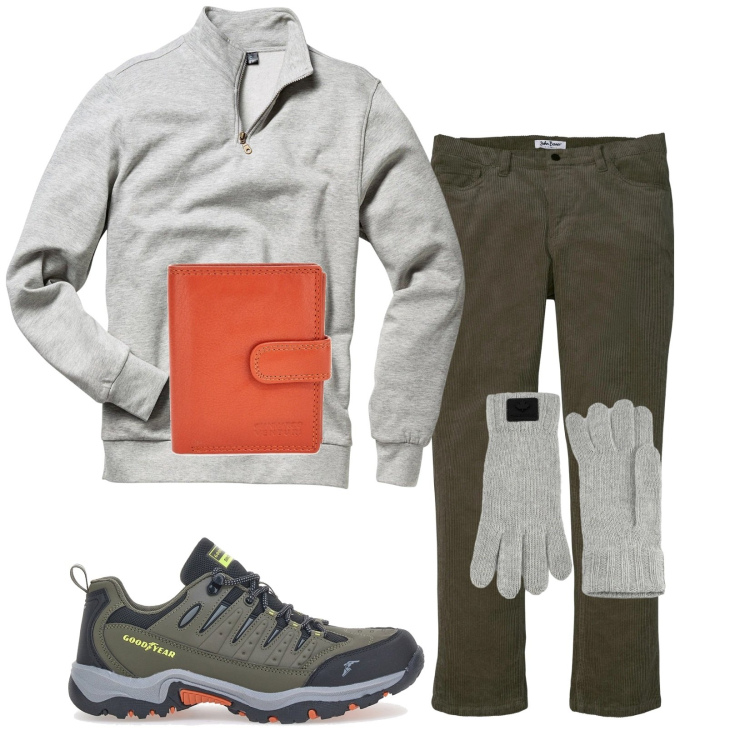 Outfit uomo - Total look #2298297. Stile Urban per Tutti i giorni. Abbinamento con felpe, pantaloni, guanti, portafogli, scarpe sportive.