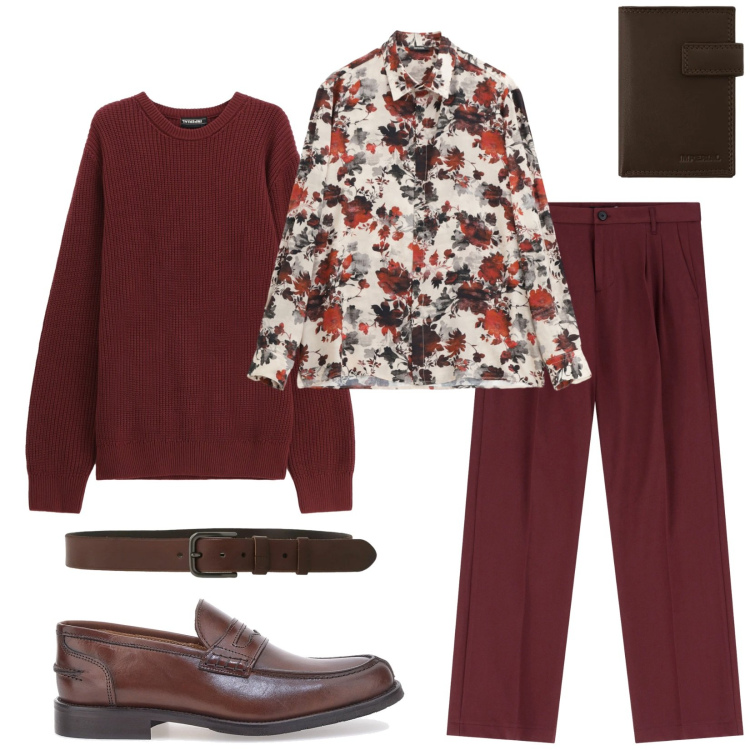 Outfit uomo - Total look #2298334. Stile Trendy per Serata speciale. Abbinamento con camicie, pantaloni, maglieria, portafogli, cinture, scarpe stringate.