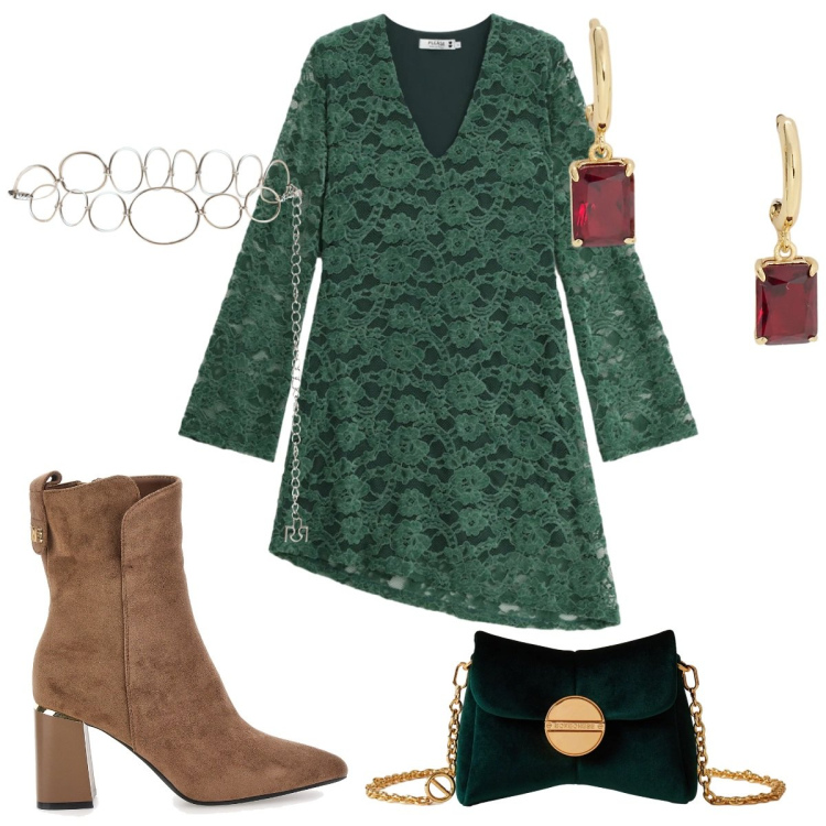 Outfit donna - Gift of Style: stasera glamour. Stile Glamour per Serata fuori. Abbinamento con vestiti corti, cinture, borse a tracolla, orecchini, stivaletti.