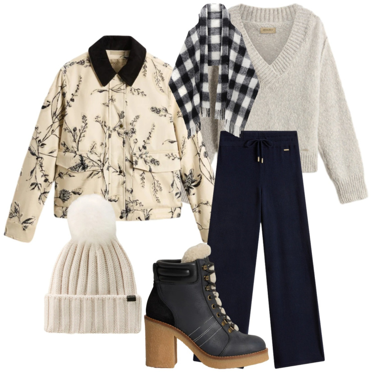 Outfit donna - Mercatino natalizio. Stile Casual per Serata fuori. Abbinamento con cappotti, maglieria, pantaloni, stivaletti, sciarpe, berretti.