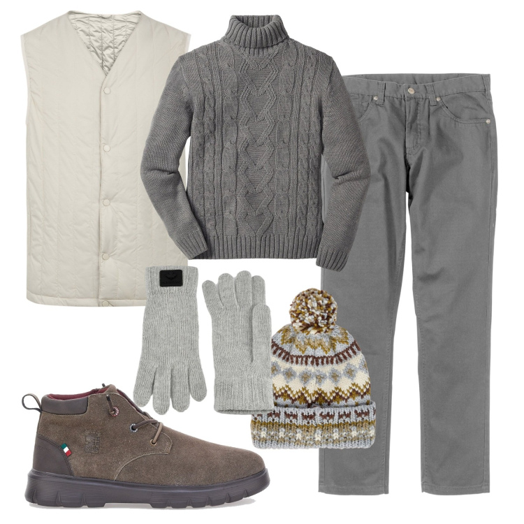Outfit uomo - Comfort con stile!. Stile Urban per Tutti i giorni. Abbinamento con pantaloni, maglieria, guanti, piumini, berretti, stivali e stivaletti.
