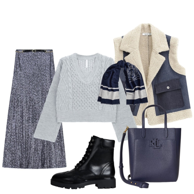 Outfit donna - Gilet originale. Stile Casual chic per Tutti i giorni. Abbinamento con gilet, maglieria, gonne lunghe, anfibi, borse tote, sciarpe.
