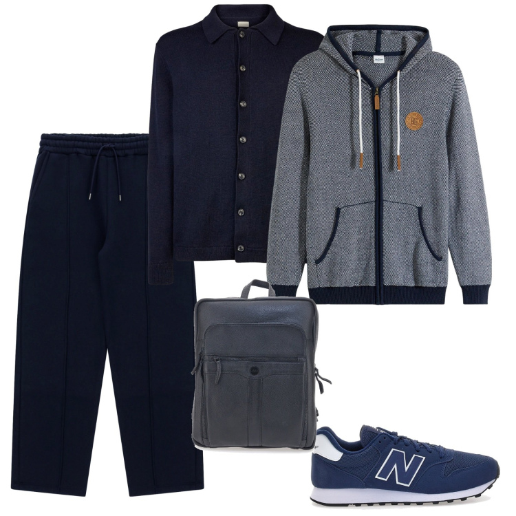 Outfit uomo - In città. per Tutti i giorni. Abbinamento con cardigans, pantaloni, borse sportive, polo, sneakers.