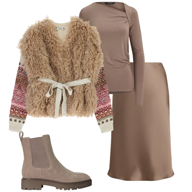 Outfit donna - Maglione morbido. Stile Casual chic per Serata fuori. Abbinamento con maglieria, top, gonne, stivaletti chelsea.