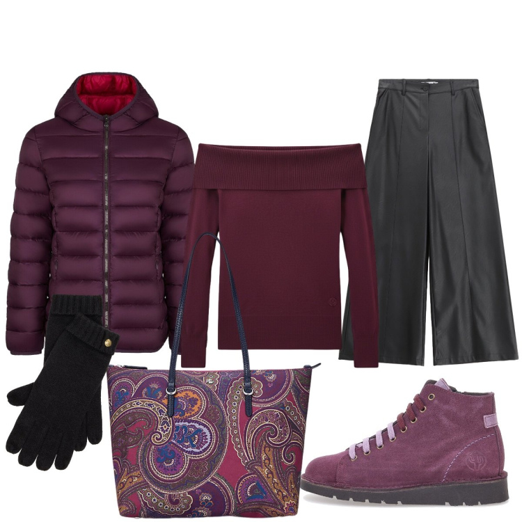 Outfit donna - Total look #2298576. Stile Casual chic per Tutti i giorni. Abbinamento con pantaloni, maglieria, borse tote, guanti, piumini, scarpe stringate.