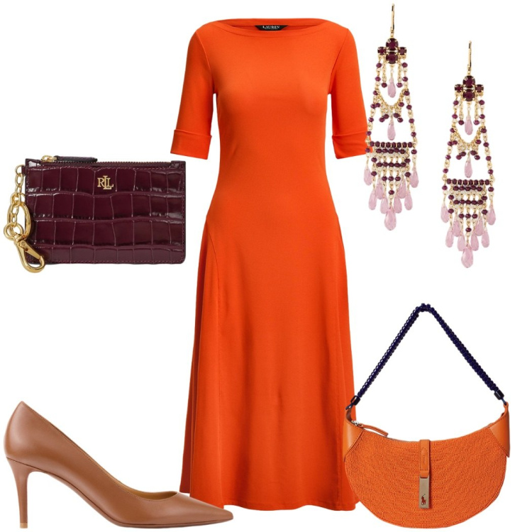 Outfit donna - Gift of style: ti regalo un gioiello. Stile Trendy per Serata fuori. Abbinamento con vestiti, portafogli, décolleté, borse a spalla, orecchini.