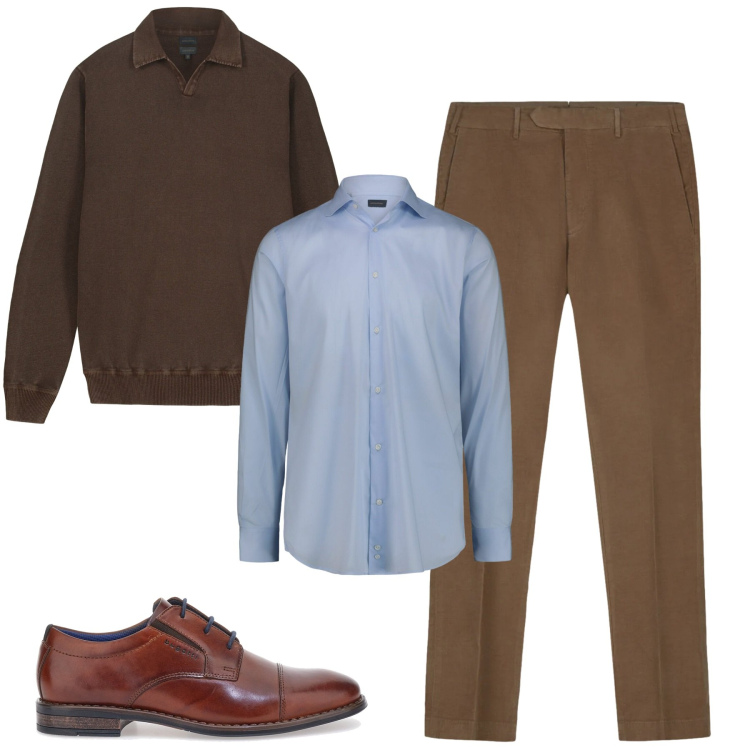 Outfit uomo - In ufficio. Stile Urban per Ufficio. Abbinamento con scarpe stringate, maglieria, pantaloni, camicie.